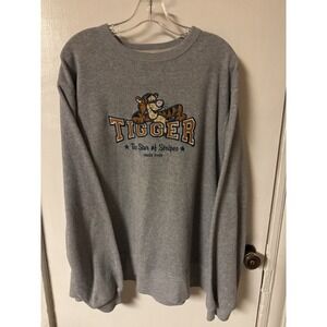 Vintage‎ Disney Tigger Of Stripes Grey Fleece Sweatshirt Oversized XL